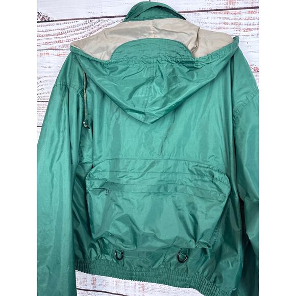 Mens VTG Hodgman Lakestream Fish Waterproof Raincoat Green Pocket Hood Wading L - Picture 6 of 10